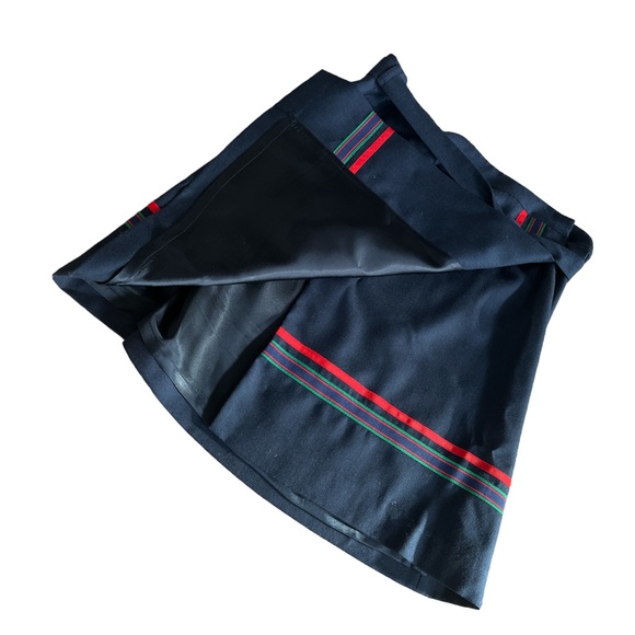 VINEYARD VINES NAVY 100% WOOL STRIPED SKIRT WITH WAIST TIE BOW. LINED. SZ:10 - Picture 2 of 4